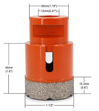 AccuDrill Porcelain Tile Drill Bits M14 Dry (Grinder) 6mm - 125mm