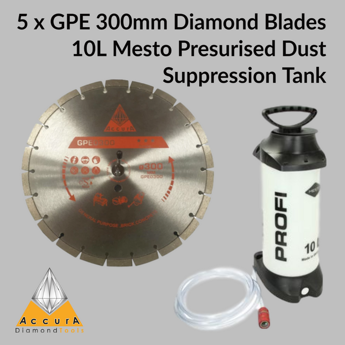 GPE 0300 Diamond Blade & 10L Mesto Dust Suppression Tank Package