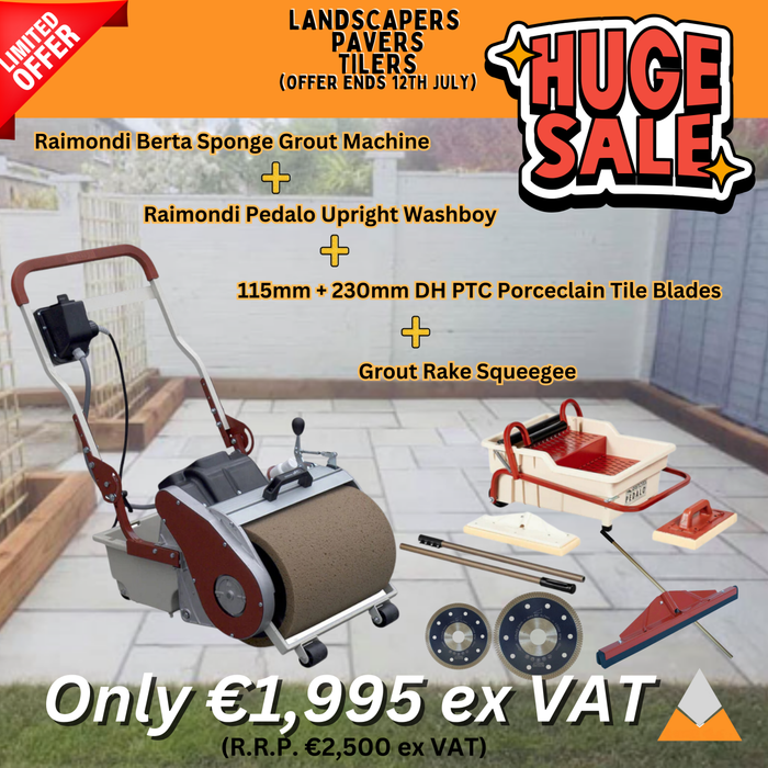 Landscaper Grouting Special - Berta, Pedalo, Squeegee & 4" + 9" Porcelain Blade