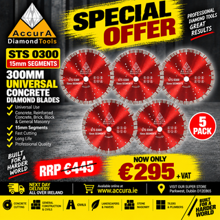 Special Offer 14 - STS 0300 (15mm segment) Universal Diamond Concrete Blades (5 pack)