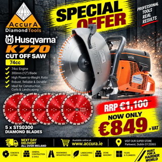 Special Offer 2 - Husqvarna K770 Cut Off Saw + 5 x STS 0300 Quality Diamond Blades