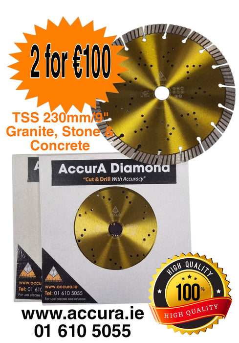 2 x TSS 230mm Granite/ Stone/ Concrete Blade Special